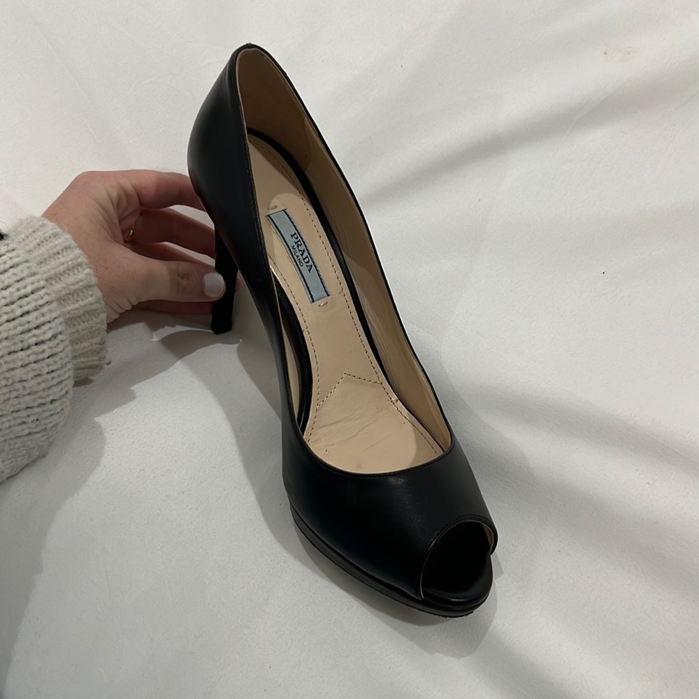 Prada Open Toe Heels Black
